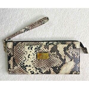 Clutch This! Snake Brown Nicole Miller "Kate" Flap Wristlet Purse